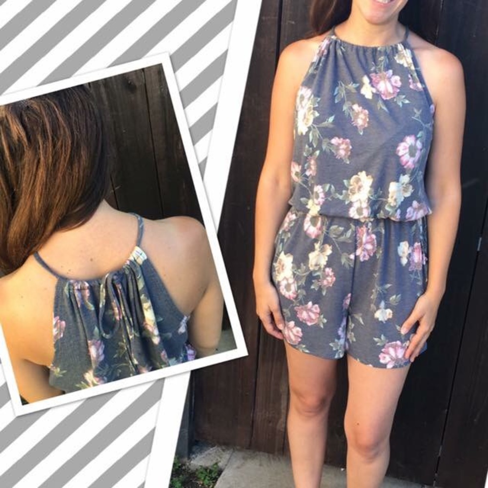 Adorable knit romper.  Halter tie neck. Size med